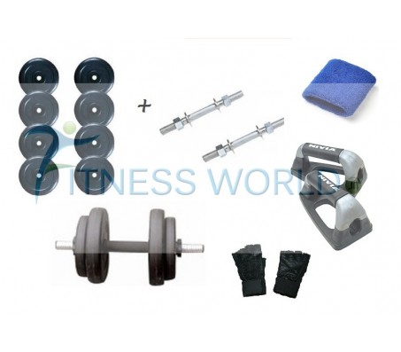 40 KG RUBBER PLATES + RODS + PUSH UPS BARS + GLOVES + WRIST BANDS